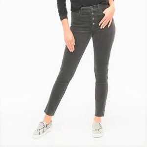 J.Crew Factory 9" High Rise Skinny Grey Corduroy Button Front Fly Size 24